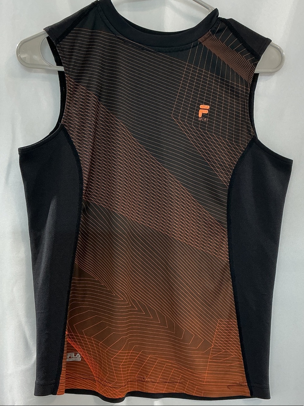 FILA Men’s Black & Brown Geometric Sleeveless Athletic Tank